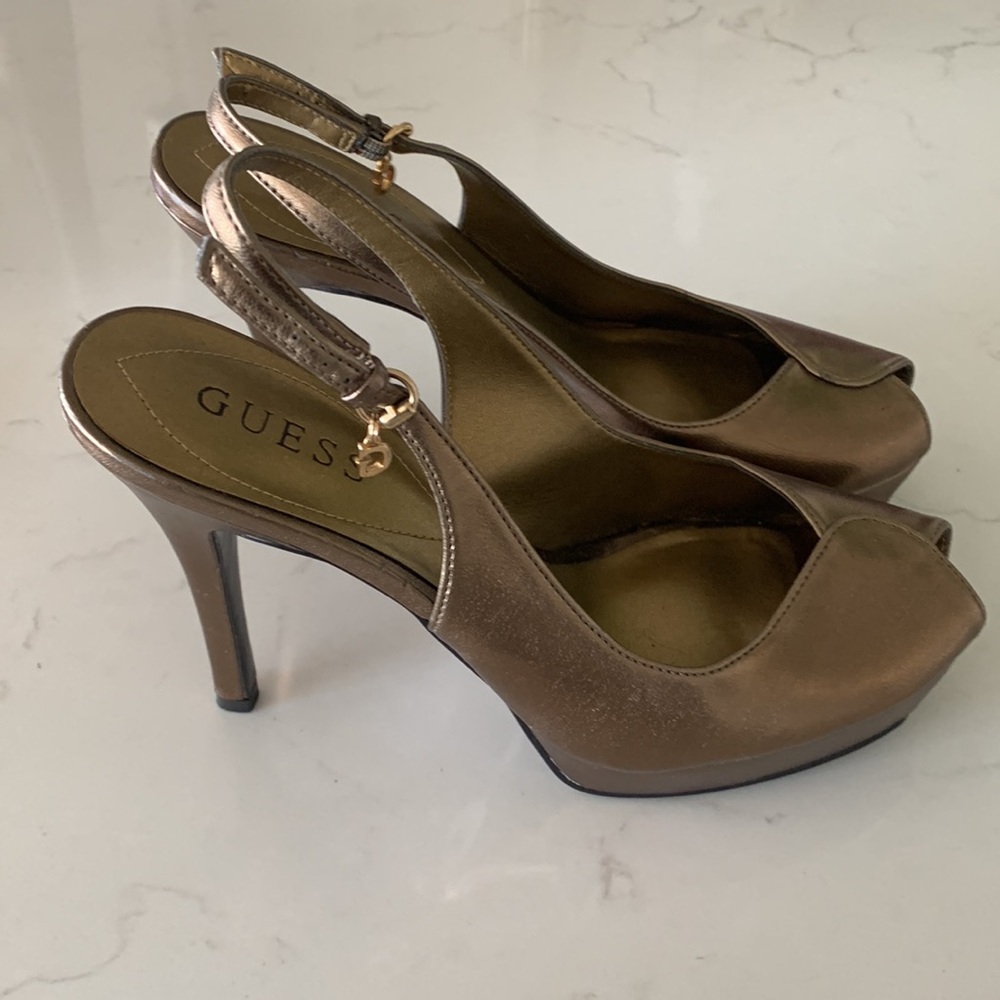 Guess Gold Heels Size 8